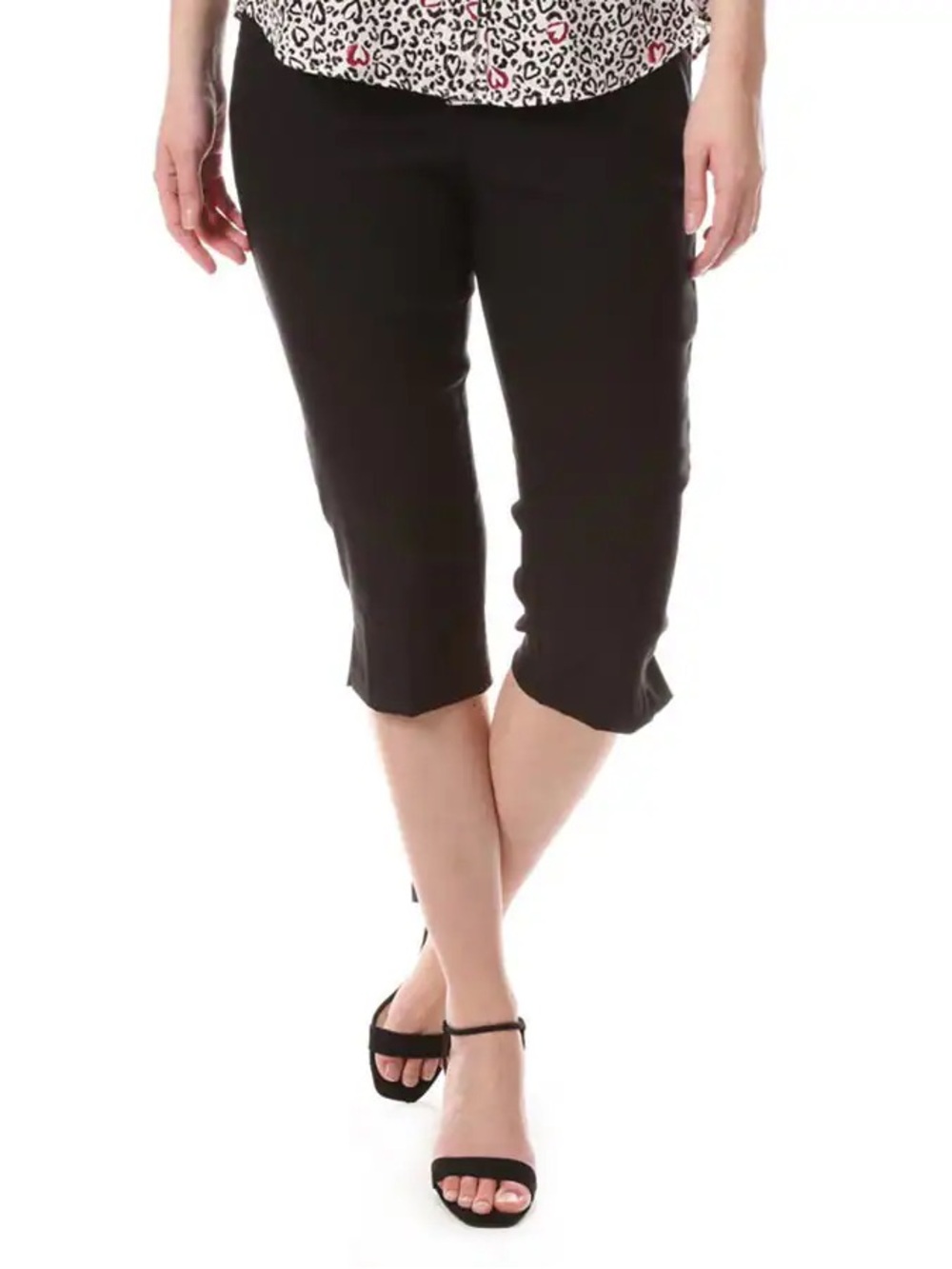 Tribal Black Cropped Capri Pants for Women
